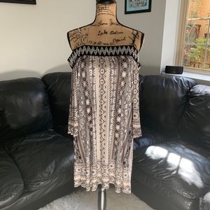 Aztec Off The Shoulder Shift Dress